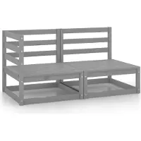 vidaXL Ensemble salon de jardin 2 pièces gris pin massif