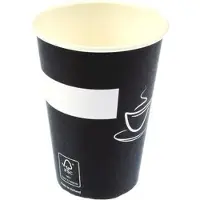 Kangaro Papp-Trinkbecher Eco, 0,18 l, schwarz / weiss Heissgetränkgebecher, aus Pappe, für kalte und heisse