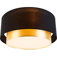 QAZQA Plafonnier moderne noir avec or 50 cm 3 lumières - Drum Duo