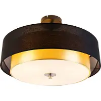 QAZQA Plafonnier moderne noir avec or 50 cm 3 lumières - Drum Duo