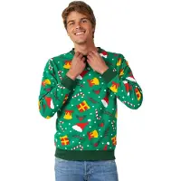 Opposuits Chandail de Noël Holiday Greenish avec imprimé monogramme