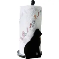 Maximex Papierrollenhalter Katze passend für haushaltsübliche Küchenrollen, Distributeur d'essuie-tout, Noir