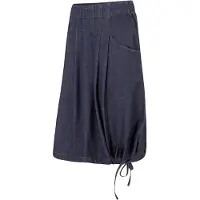 Bonprix Jupe en jean extensible avec plis religieuse, lien à nouer et taille confortable