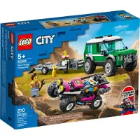 LEGO 60288 City Rennbuggy-Transporter, Set de jouets avec voiture de course et transporteur de voitures, camion-jouet à partir de 5 ans