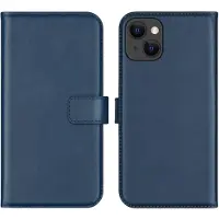 Selencia Étui portefeuille en cuir véritable Apple iPhone 13 - Bleu