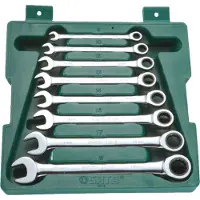 Sata Jeu de clés mixtes à cliquet, 8 pièces, 8-19 mm (10 mm, 11 mm, 12 mm, 13 mm, 14 mm, 15 mm, 16 mm, 17 mm, 18 mm, 19 mm, 8 mm, 9 mm)