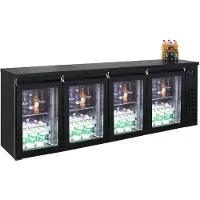 CombiSteel Réfrigérateur de bar noir à 4 portes vitrées