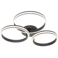 QAZQA Plafonnier noir avec LED intégré 3 niveaux de luminosité 3 lumières - Navara