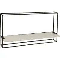 J-Line Etagere murale 1 planche fer/marbre noir/blanc large