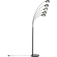 QAZQA Lampadaire design noir avec verre fumé 5 lumières - Sixties Marmo