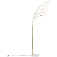 QAZQA Lampadaire design en laiton avec verre opale 5 lumières - Sixties Marmo