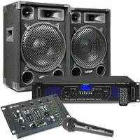Max Max12 DJ -Set einschliesslich Lautsprecher, Verstärker und Mixer - 1400W