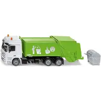 Siku 2938, Camion poubelle, 1:50, Métal/Plastique, Vert/blanc, Surface arrière ouvrable, Avec poubelle