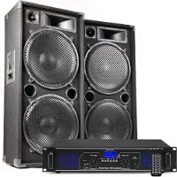 Fenton DJ -Soundinstallation mit Bluetooth - MAX215 DJ -Lautsprechern + Bluetooth -Verstärker -Kombination