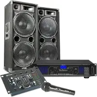 Max MAX212 DJ Set mit unter anderem Sprecher, Verstärker und Mixer - 2800W