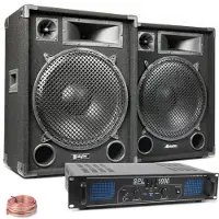 Skytec MAX15 mit SPL1000 -Verstärker - 1000W komplette Installation (Actif), Haut-parleur PA, Noir