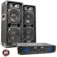 Skytec MAX28 mit SPL1000 -Verstärker - 1000W komplette Installation (Passif), Haut-parleur PA, Noir
