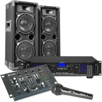 Max Max26 DJ -Set einschliesslich Lautsprecher, Verstärker und Mixer - 1200W