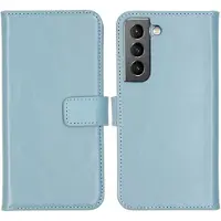 Selencia Étui portefeuille en cuir véritable Samsung Galaxy S22 - Air Blue