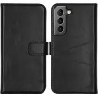 Selencia Étui portefeuille en cuir véritable Samsung Galaxy S22 - Noir