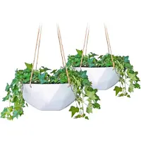 Blumfeldt Panier suspendu Laren Ø 28 cm polystone avec cordes naturelles lot de 2