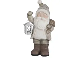 House of Seasons Maison des Saisons Statue de Noël Père Noël avec lanterne - L23 x L16 x H45 cm - Gris