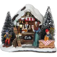 Luville Village de Noël Miniature Ski Café - L15 x L14 x H11 cm