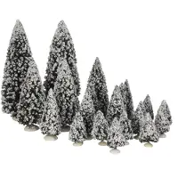 Luville Village de Noël Arbres à feuilles persistantes miniatures - 21 pièces - H22 x Ø8 cm