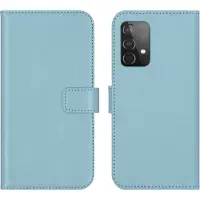 Selencia Étui portefeuille en cuir véritable Samsung Galaxy A52(s) (5G/4G) - Air Blue