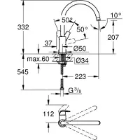 GROHE BauCurve - Mitigeur d'évier, chrome 31536001