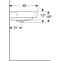 Geberit Renova Plan, lavabo, 60x48 cm, sans trou pour robinetterie, avec trop-plein, 501638 (480 mm, 600 mm)