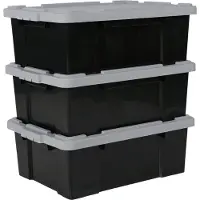 Iris Ohyama Powerbox Opbergbox - 43L - Kunststof - Zwart/Grijs - Set van 3 (44 cm, 3x)