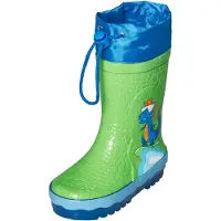 Playshoes Bottes en caoutchouc 'Dino' bleu / citron vert / orange