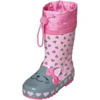 Playshoes Bottes en caoutchouc 'Katze' vert pastel / rose