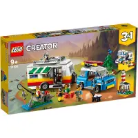 LEGO 31108 Creator Ensemble de jeu de vacances en camping 3 en 1 avec voiture, camping-car, bus de camping, phare, jouet de construction d'été