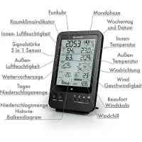 Bresser Weerstation - Basisstation 5-in-1 Weerstation 7002510 - Weersvoorspelling - Zwart, Station météo, Noir