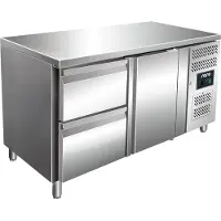 Saro Établi réfrigéré en acier inoxydable avec 1 porte et 2 tiroirs | 136 x 70 x 89/95 cm