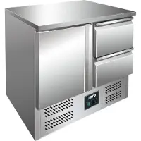 Saro Etabli réfrigéré 1 porte 2 tiroirs inox | 90 x 70 x 85/88,5 cm