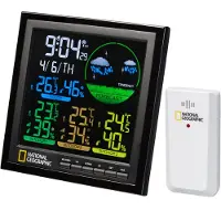 National Geographic Station météo écran couleur LCD 4 plages de mesure NATIONAL GEOGRAPHIC - Intérieure Extérieure, Radio pilotage, 3 Capteurs inclus