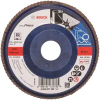 Bosch 2608607336 - Plateau à lamelles X571 Best for Metal, diamètre 115 mm, grain 80, surface plate