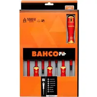 Bahco Jeu De Tournevis Insulated Fit Slotted And Pozidriv With Multi-component Handle 7 Unités