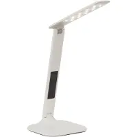 Brilliant Lampe de bureau LED fonctionnelle GLENN en blanc | Affichage de la date et réveil intégrés | Couleur de lumière réglable | Connexion USB incluse | 5W 320 lumens 2.700 à 6.500 kelvins