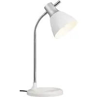 Brilliant Lampe de table Jan | lampe de table sobre | métal/plastique | argenté/blanc | interrupteur à poussoir | 1x E27 max. 40 W