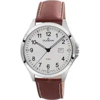 Dugena Montre-bracelet pour homme 4460990, boîtier en acier inoxydable, bracelet en cuir