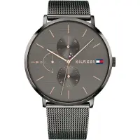 Tommy Hilfiger Montre femme 1781945 – analogique, cadran gris, boîtier rond acier inox, bracelet gris, quartz, étanchéité 3 ATM