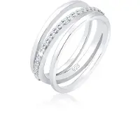 Elli PREMIUM Bague 'Kreuz' argent / blanc