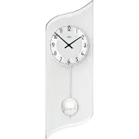 AMS 7436 Horloge murale à quartz avec pendule argentée Horloge à pendule avec aluminium et verre