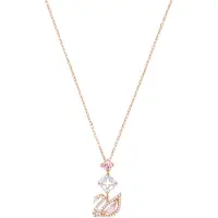 Swarovski Pendentif Dazzling Swan, Cygne, Rose, Placage De Ton Or Rosé