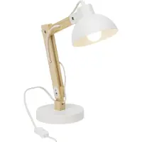 Brilliant Lampe Moda Lampe de table blanche | 1x A60, E27, 25W, convient aux lampes normales (non incluses) | Avec interrupteur intermédiaire à cordon