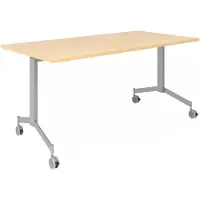 Hjh OFFICE PRO KALA 16 | Table pliante sur roulettes | 160 cm | Argent - Table de réunion en érable